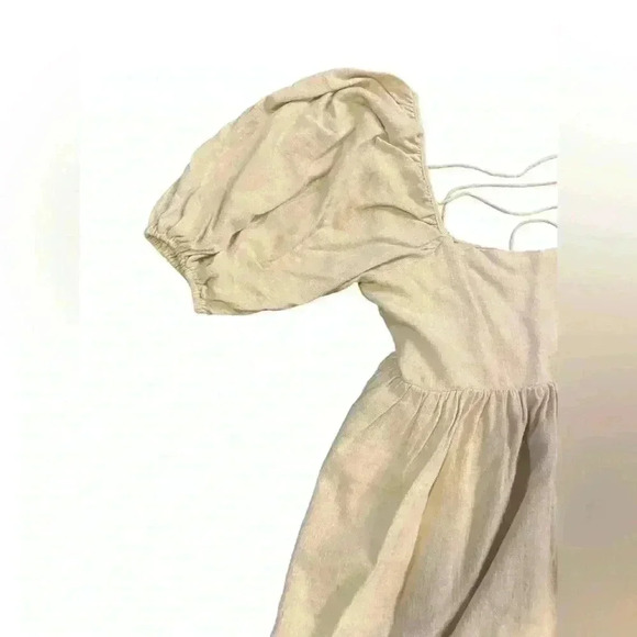 By Together Woven Linen Square Neck Dress in Cream Size Small - Picture 5 of 10